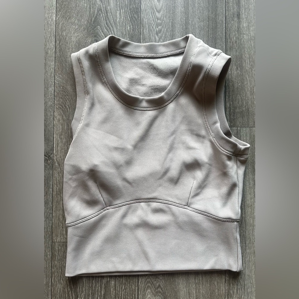 Sleeveless Ribbed Tank Top - tan